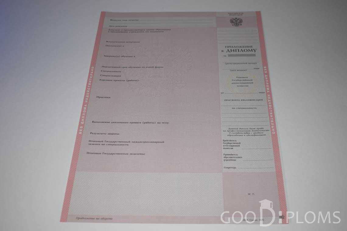 Приложение к Диплому Техникума с Отличием  в период c 2003 по 2007 год - Долгопрудный