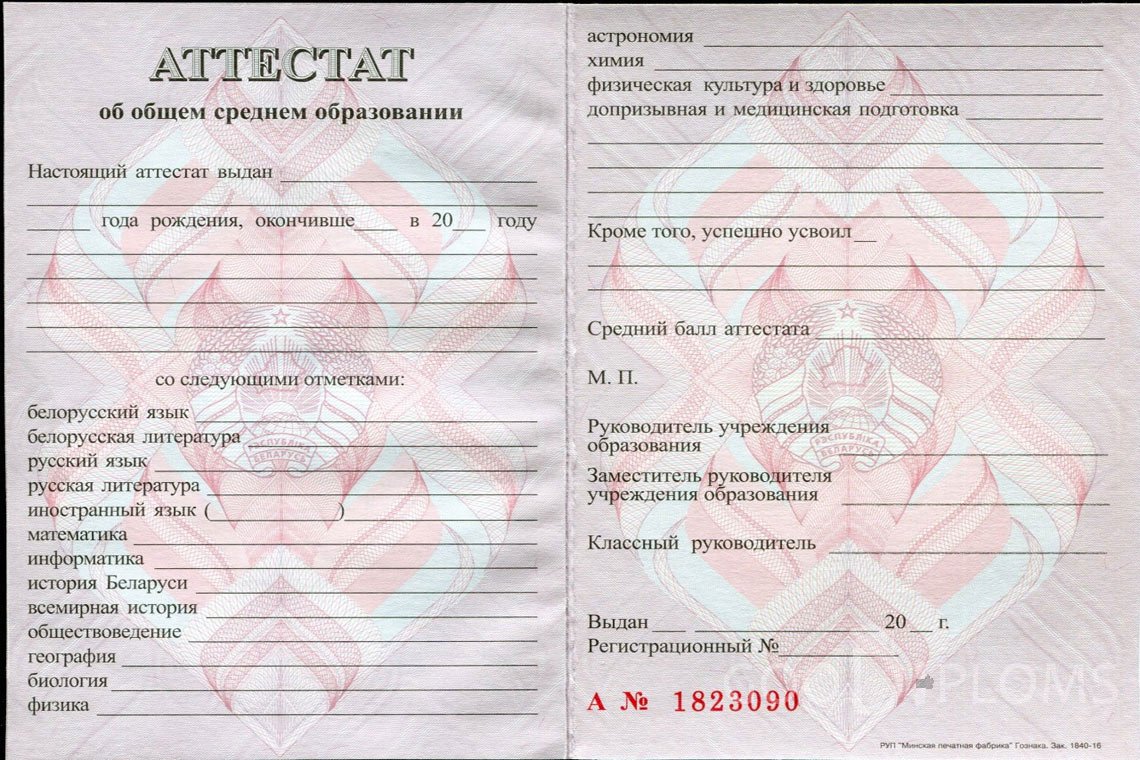 Белорусский аттестат за 11 класс - Долгопрудный